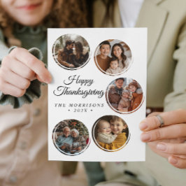 ラウンドコラージュ4枚の写真ハッピーサンクスギビング シーズンカード