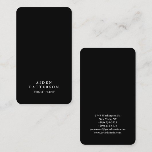ラウンドコーナークリエイティブ黒モダンエレガント 名刺 (正面/裏面)