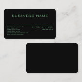 ラウンドコーナーグリーンリッチブラックビジネスカード 名刺 (正面/裏面)