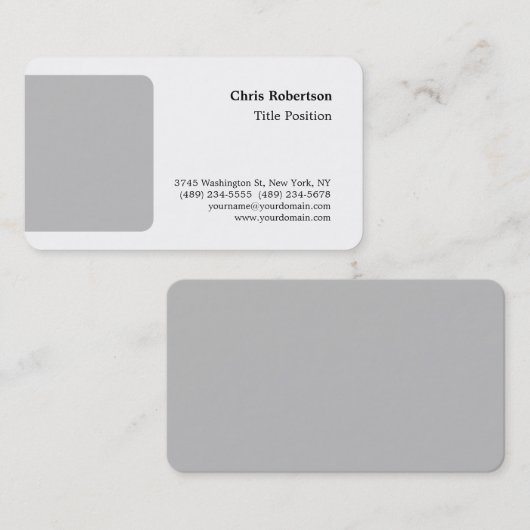 ラウンドコーナーグレーホワイトミニマ魅力的リストカスタム 名刺 (正面/裏面)