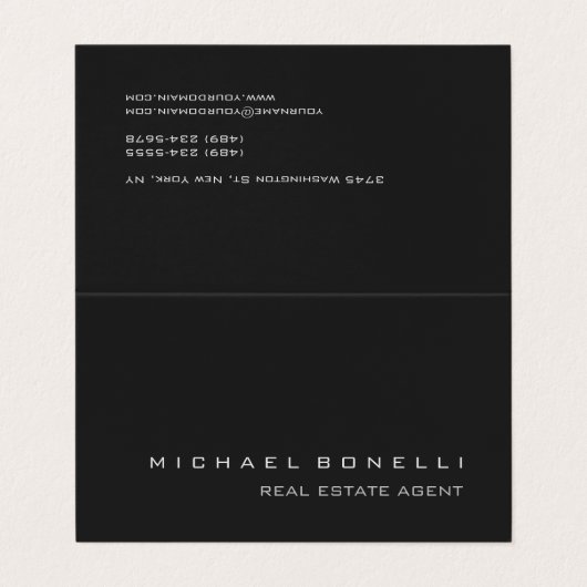 ラウンドコーナーグレー実在エステートエージェントの名刺 名刺 (外部フラット)
