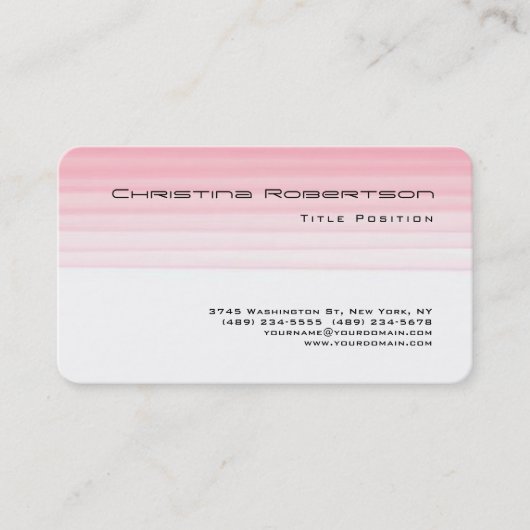 ラウンドコーナーピンク白魅力的フェミニン 名刺 (正面)