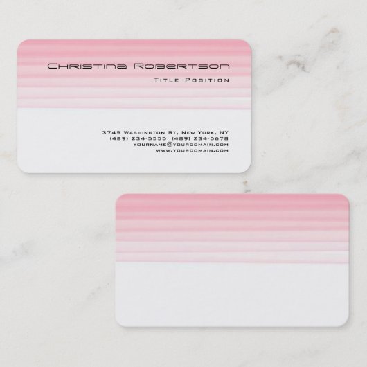 ラウンドコーナーピンク白魅力的フェミニン 名刺 (正面/裏面)