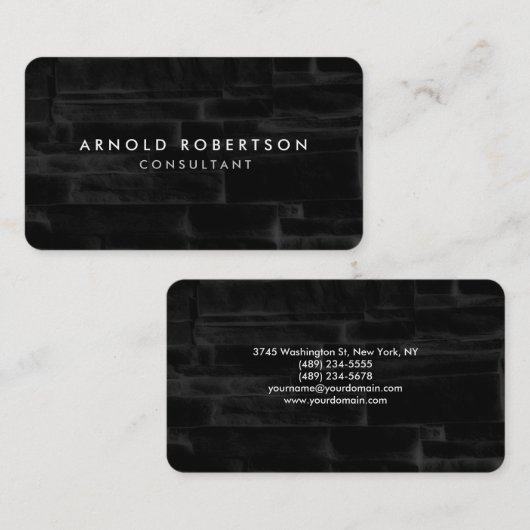 ラウンドコーナーブラックウォールプロフェッショナルミニマリスト 名刺 (正面/裏面)