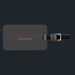 ラウンドコーナーブラックグレーレッドプロフェッショナル モダン ラゲッジタグ<br><div class="desc">このテンプレートは全カスタマイズてのプロフェッショナルの職業に合わせることができる。</div>