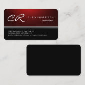 ラウンドコーナーモノグラムブラックレッドビジネスカード 名刺 (正面/裏面)