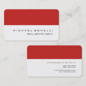 ラウンドコーナーレッドホワイト実在エステートエージェント 名刺 (正面/裏面)