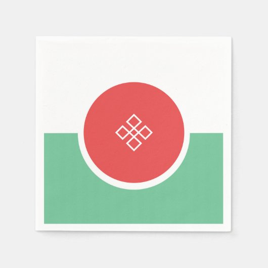ラウンドコーラルピンクとアクアミントグリーンミニマルスタイル スタンダードカクテルナプキン (正面)