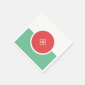 ラウンドコーラルピンクとアクアミントグリーンミニマルスタイル スタンダードカクテルナプキン (角)