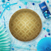 ラウンドゴールデンパターン ペーパープレート (パーティー)