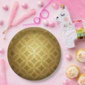 ラウンドゴールデンパターン ペーパープレート (パーティー)