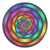 ラウンドサイケデリックとフラカラフルモダンクタルアート アイスホッケーパック (正面)