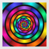 ラウンドサイケデリックとフラカラフルモダンクタルアート ウィンドウサイン (シート)