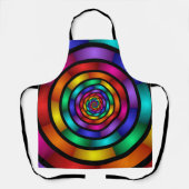 ラウンドサイケデリックとフラカラフルモダンクタルアート エプロン (正面)