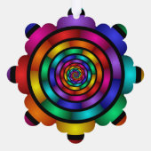 ラウンドサイケデリックとフラカラフルモダンクタルアート オーナメントカード (裏面)