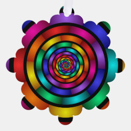 ラウンドサイケデリックとフラカラフルモダンクタルアート オーナメントカード