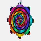 ラウンドサイケデリックとフラカラフルモダンクタルアート オーナメントカード (左)