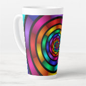 ラウンドサイケデリックとフラカラフルモダンクタルアート カフェラテマグ (左アングル)