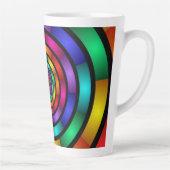 ラウンドサイケデリックとフラカラフルモダンクタルアート カフェラテマグ (右)