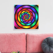 ラウンドサイケデリックとフラカラフルモダンクタルアート キャンバスプリント (インサイチュ (リビング))