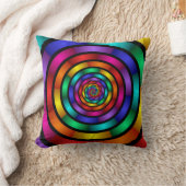 ラウンドサイケデリックとフラカラフルモダンクタルアート クッション (ブランケット)