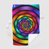 ラウンドサイケデリックとフラカラフルモダンクタルアート ゴルフタオル (インサイチュ)