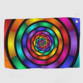 ラウンドサイケデリックとフラカラフルモダンクタルアート ゴルフタオル (横)