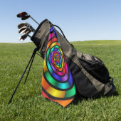 ラウンドサイケデリックとフラカラフルモダンクタルアート ゴルフタオル (グリーン)