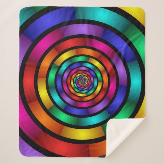 ラウンドサイケデリックとフラカラフルモダンクタルアート シェルパブランケット (正面)