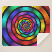 ラウンドサイケデリックとフラカラフルモダンクタルアート シェルパブランケット (正面(横))