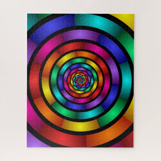 ラウンドサイケデリックとフラカラフルモダンクタルアート ジグソーパズル (縦)