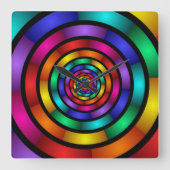 ラウンドサイケデリックとフラカラフルモダンクタルアート スクエア壁時計 (正面)