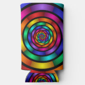 ラウンドサイケデリックとフラカラフルモダンクタルアート スリム缶クーラー (裏面)