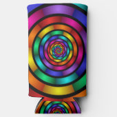 ラウンドサイケデリックとフラカラフルモダンクタルアート スリム缶クーラー (正面)