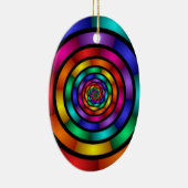 ラウンドサイケデリックとフラカラフルモダンクタルアート セラミックオーナメント (右)