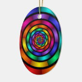 ラウンドサイケデリックとフラカラフルモダンクタルアート セラミックオーナメント (左)