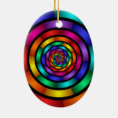 ラウンドサイケデリックとフラカラフルモダンクタルアート セラミックオーナメント (裏面)
