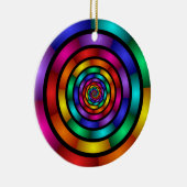 ラウンドサイケデリックとフラカラフルモダンクタルアート セラミックオーナメント (右)