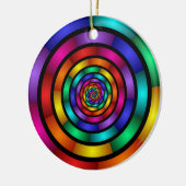 ラウンドサイケデリックとフラカラフルモダンクタルアート セラミックオーナメント (左)