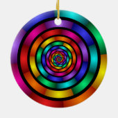 ラウンドサイケデリックとフラカラフルモダンクタルアート セラミックオーナメント (裏面)