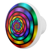 ラウンドサイケデリックとフラカラフルモダンクタルアート セラミックノブ (右)