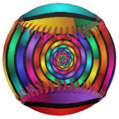 ラウンドサイケデリックとフラカラフルモダンクタルアート ソフトボール (裏面)