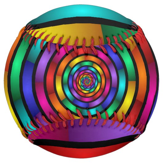 ラウンドサイケデリックとフラカラフルモダンクタルアート ソフトボール (正面)