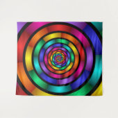 ラウンドサイケデリックとフラカラフルモダンクタルアート タペストリー (正面(横))