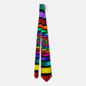 ラウンドサイケデリックとフラカラフルモダンクタルアート ネクタイ (裏面)