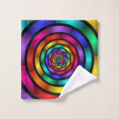 ラウンドサイケデリックとフラカラフルモダンクタルアート バスタオルセット (ウォッシュタオル)