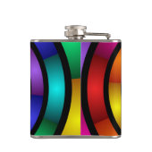 ラウンドサイケデリックとフラカラフルモダンクタルアート フラスク (裏面)