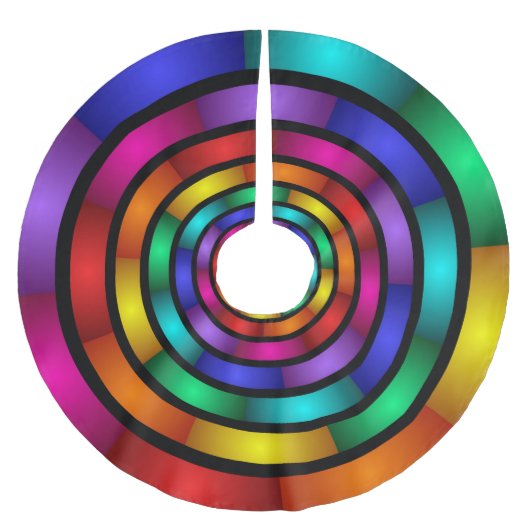 ラウンドサイケデリックとフラカラフルモダンクタルアート ブラッシュドポリエステルツリースカート (正面)