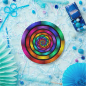 ラウンドサイケデリックとフラカラフルモダンクタルアート ペーパープレート (パーティー)