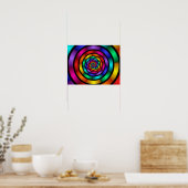 ラウンドサイケデリックとフラカラフルモダンクタルアート ポスター (キッチン)